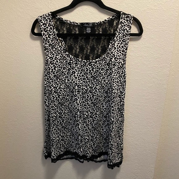 Rene Rofe Leopard Sleep Tank & Sleep Short With Lace Trim Size XL New W/O Tag - Picture 1 of 10